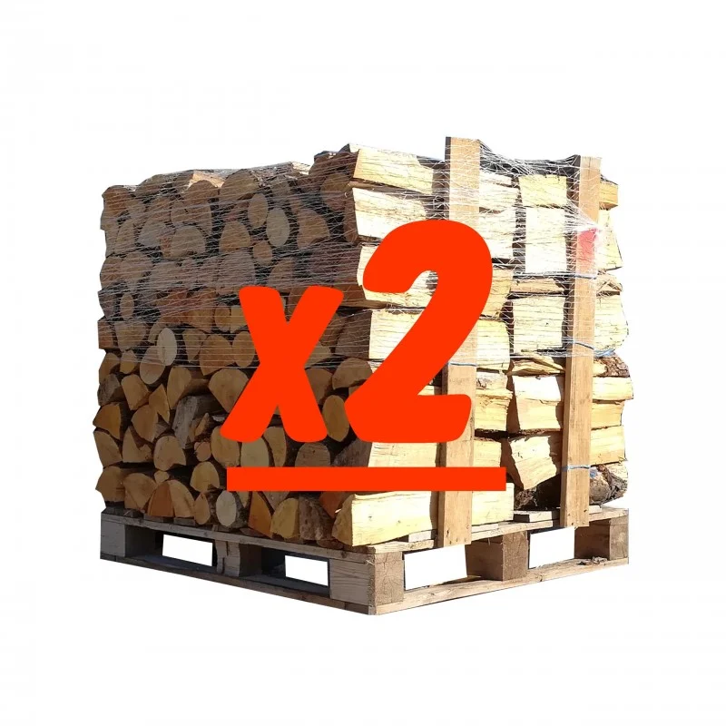 50-cm Holzscheite: 2 Paletten – 1 Palette Weißbuche und 1 Palette Zitter-/Ulmenholz